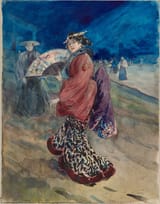 François Clément Sommier (Rouen, Seine-Inférieure, Kingdom of France 1844-1907 Paris, French Republic) La Japonaise - Watercolour, with pen and black ink-min