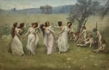 Fausto Zonaro (Masi, Kingdom of Lombardy-Venetia, Austrian Empire 1854-1929 Sanremo, Liguria, Kingdom of Italy) Le ninfe della valle (The nymphs of the valley) - Olio su tela