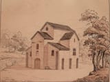 José María Avrial y Flores (Madrid 1807-1891 ibid.) Church of St. Michael of Lillo, Oviedo - ink and watery on paper 1858