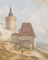 Franz Edler von Habermann (Prague, Kingdom of Bohemia, Holy Roman Empire 1788-1866 Vienna, Empire of Austria) Teilansicht der Burg Tabor in Böhmen (Partial view of Tabor Castle in Bohemia) - Aquarell auf papier 1833