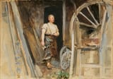 Hubert von Herkomer (Waal, Kingdom of Bavaria, German Confederation 1849-1914 Budleigh Salterton, Devon, England, U.K.) A Bavarian Wheelwright - Watercolour 1885