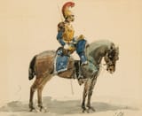 Isidore Alexandre Auguste Pils (Paris, Kingdom of France 1815-1875 Douarnenez, Finistère, French Republic) A Mounted Cavalryman - Watercolour, heightened with touches of white gouache, over a pencil underdrawing