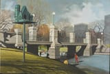 Ewart Melbourne Brindle (Melbourne, Victoria, Commonwealth of Australia, British Empire 1904-1995 Vero Beach, Florida, U.S.A.) Boston Bridge with Birdhouse, Public Garden - Oil on canvas