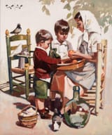 Francisco Torres Matas (Malaga, Province of Malaga, Spanish State 1945-2010) Snack time - Oil on wood