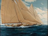 Ewart Melbourne Brindle (Melbourne, Victoria, Commonwealth of Australia, British Empire 1904-1995 Vero Beach, Florida, U.S.A.) Two yachts racing - Oil on canvas