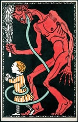1911_circa_anonymer_Künstler_Wiener_Werkstätte_Postkarte_No._542,_Krampus_mit_Kind