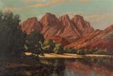 Marthinus Johannes de Jongh (Amsterdam, Kingdom of the Netherlands 1885-1942 Bloemfontein, Province of the Orange Free State, Union of South Africa) A view of the Dwars River, Ceres, South Africa - Oil on canvas 1928