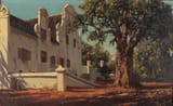 Marthinus Johannes de Jongh (Amsterdam, Kingdom of the Netherlands 1885-1942 Bloemfontein, Province of the Orange Free State, Union of South Africa) A Cape Dutch house nestled amongst the trees, South Africa - Oil on canvas