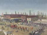 John Philip Falter (Plattsmouth, Nebraska, U.S.A. 1910-1982 Philadelphia, Pennsylvania, U.S.A.) Armistice Day Parade of 1922, Mexia, Texas - Oil on canvas 1980
