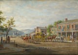 Edward Lamson Henry (Charleston, South Carolina, U.S.A. 1841-1919 Ellenville, New York, U.S.A.) A River Landing - Oil on canvas 1918