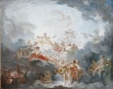 François Boucher (Paris, Kingdom of France 1703-1770 ibidem) Apollon couronnant les arts (Apollo coronating the arts) - Huile sur toile
