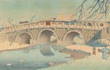 Elizabeth Keith (Aberdeenshire, Scotland, U.K. 1887-1956 London, England, U.K.) Wayside Bridge, Peking - Color woodblock print-min