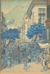 Elizabeth Keith (Aberdeenshire, Scotland, U.K. 1887-1956 London, England, U.K.) Flower Street, Hong Kong - Color woodblock print