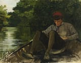 Ellen Day Hale (Worcester, Massachusetts, U.S.A. 1855-1940 Brookline, Massachusetts, U.S.A.) Reading on a Boat - Oil on canvas