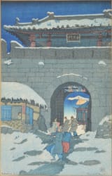 Elizabeth Keith (Aberdeenshire, Scotland, U.K. 1887-1956 London, England, U.K.) Returning from the Funeral, Korea - Color woodblock print 1922
