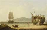 Robert Salmon (Whitehaven, Cumberland, England, Kingdom of Great Britain 1775-c.1845) Coastal View Near Greenock - Oil on panel 1826