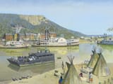 John Philip Falter (Plattsmouth, Nebraska, U.S.A. 1910-1982 Philadelphia, Pennsylvania, U.S.A.) Westport Landing, Kansas City - Oil on canvas 1981