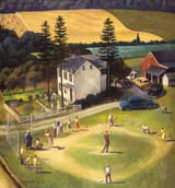 John Philip Falter (Plattsmouth, Nebraska, U.S.A. 1910-1982 Philadelphia, Pennsylvania, U.S.A.) The Family Picnic, Baseball - Oil on canvas 1950