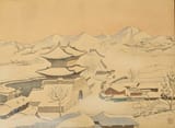 Elizabeth Keith (Aberdeenshire, Scotland, U.K. 1887-1956 London, England, U.K.) East Gate, Seoul, Sunrise - Color woodblock print 1921