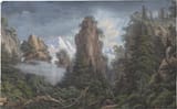 Unknown Artist (19th century) Hochnebel in einer dramatischen Felslandschaft - Aquarell und Gouache auf Velin c.1850-min
