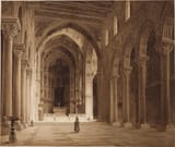 Joseph-Frédéric Debacq (Paris, French Republic 1800-1892 ibidem) The Nave of the Cathedral at Monreale, Looking Towards the Apse - Pen and brown ink and brown wash, over an underdrawing in pencil