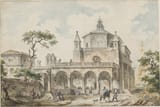 Louis Jean Desprez (Auxerre, Burgundy, Kingdom of France 1743-1804 Stockholm, Kingdom of Sweden) The Church of the Madonna della Croce in Barletta, Puglia - Pen and grey ink and watercolour on paper