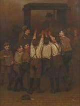 John George Brown (Durham, County Durham, England, U.K. 1831-1913 New York City, New York, U.S.A.) The Rush for Evening Papers - Oil on canvas 1912