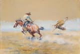 Charles Marion Russell (St. Louis, Missouri, U.S.A. 1864-1926 Great Falls, Montana, U.S.A.) At the End of the Rope - Gouache, watercolor, and pencil on illustration board 1919