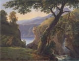 Christian Ernst Bernhard Morgenstern (Free Imperial City of Hamburg, Holy Roman Empire 1805-1867 Munich, Kingdom of Bavaria) Am Brietzer, Felslandschaft mit Seeblick - Öl auf kräftigem Papier-min