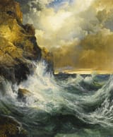 Thomas Moran (Bolton, Lancashire, England, U.K. 1837-1926 Santa Barbara, California, U.S.A.) The Receding Wave - Oil on canvas 1909