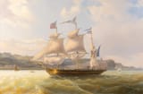 Louis Honoré Frédéric Gamain (French, 1803-1871) In Full Sail - Oil on canvas