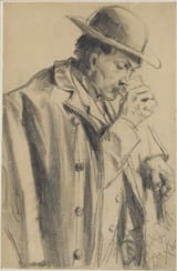 Adolph Friedrich Erdmann von Menzel (Breslau, Province of Silesia, Kingdom of Prussia, German Confederation 1815-1905 Berlin, German Reich) A Man Drinking - Graphite on paper 1884