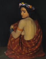 Achille Virgilio Socrate Funi (Ferrara, Emilia, Kingdom of Italy 1890-1972 Appiano Gentile, Lombardy, Kingdom of Italy) Sposa Araba (Arab bride) - Olio su tela c.1940