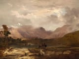 Frederick Richard Lee (Barnstaple, Devon, England, Kingdom of Great Britain 1798-1879 Vleesch Bank, Cape Colony, British Empire) Highland scenery, a snow storm passing off - Oil on canvas 1842