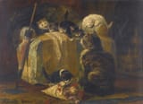 Henriëtte Ronner-Knip (Amsterdam, Kingdom of the Netherlands 1821-1909 Ixelles, Province of Brabant, Kingdom of Belgium) Kittens at Play - Oil on panel