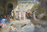 A. L. Prevost (19th Century) In the Baths - Oil on canvas 1877