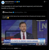 This translates to, let&#039;s just forget what happened, and look what benefits us the most. 06-07-2025 I’m starting to think Vance has commercial ties in Russia HD