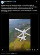 Russian sources are publishing footage of a Ukrainian &#039;RAM-2X&#039; loitering munition being shot down by an anti-air drone. The RAM-2X, 06-07-2025 HD