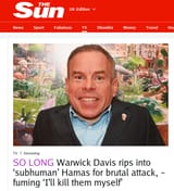 Warwick Davis Hamas Israel Palestine 1