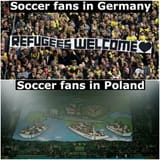 Soccer fans in Poland vs Germany