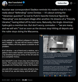 Russian war correspondent Sladkov reminds his readers that it’s not really about &#039;defending&#039; some Donbas — it’s about solving the &#039;Ukrainian question&#039; 07-07-2025 (a nod to Putin’s)