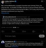 MeilunasE 06-07-2025 War criminal Medvedev, a puppet of another war criminal, Putin, has only one role – to threaten the West. But this is not just threats