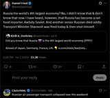 AmbDanFried 07-07-2025 Russia the world&#039;s 4th largest economy, No, I didn&#039;t know that &amp; don&#039;t know that now. I have heard, however, Russia, food importer