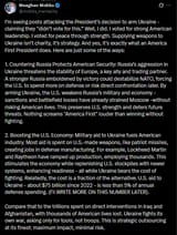 mobbs_mentality 08-07-2025 I’m seeing posts attacking the President’s decision to arm Ukraine - claiming they &#039;didn’t vote for this.&#039; Well, I did. I voted for strong American leadership P1