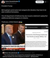 President Trump 08-07-2025 We&#039;re going to send some more weapons [to Ukraine], they have to be able to defend themselves. US Department of Defense