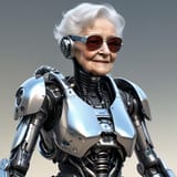 A_kindly_old_grandmother_who_has_become_a_cyborg_with_a_chrome_exoskeleton_making_her_into_a_walking_3105464026