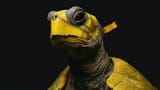 a-turtle-with-a-yellow-mask-on-his-face-free-photo