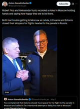 Robert Fico and Aleksandar Vucic recorded a video in Moscow holding hands and saying how happy they are to be there. 08-05-2025, Both had trouble getting to Moscow HD