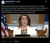 We have been and remain Ukraine’s strongest ally,&#039; the U.S. State Department confirmed, announcing the resumption of arms deliveries to Kyiv. 09-07-2025 Tammy Bruce HD