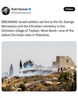 jews set fire to 1500 year old Christian monastery in Jericho